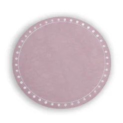 VIDA Round Embroidered Dots 15.5" Round Placemats Set of 4 (Pink and W