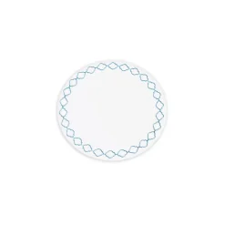 VIDA Round Embroidered Quatrefoil 15.5" Round Placemats Set of 4 (Blue