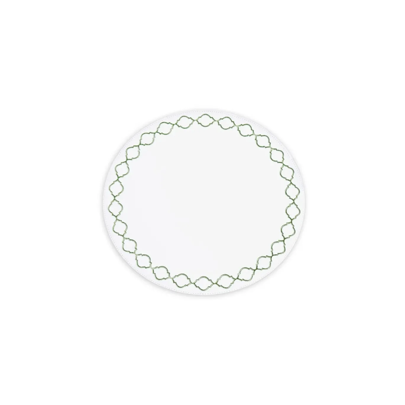 VIDA Round Embroidered Quatrefoil 15.5" Round Placemats Set of 4 (Gree