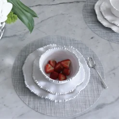 VIDA Round Woven Placemats Set of 4 (Grey)