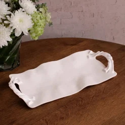 VIDA Sasha Long Rectangle Tray with Handles White
