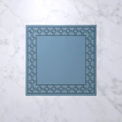 VIDA Square Embroidered 15" Square Placemats Set of 4 (Blue)