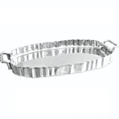 VINTAGE Fluted Oval Tray with Handles