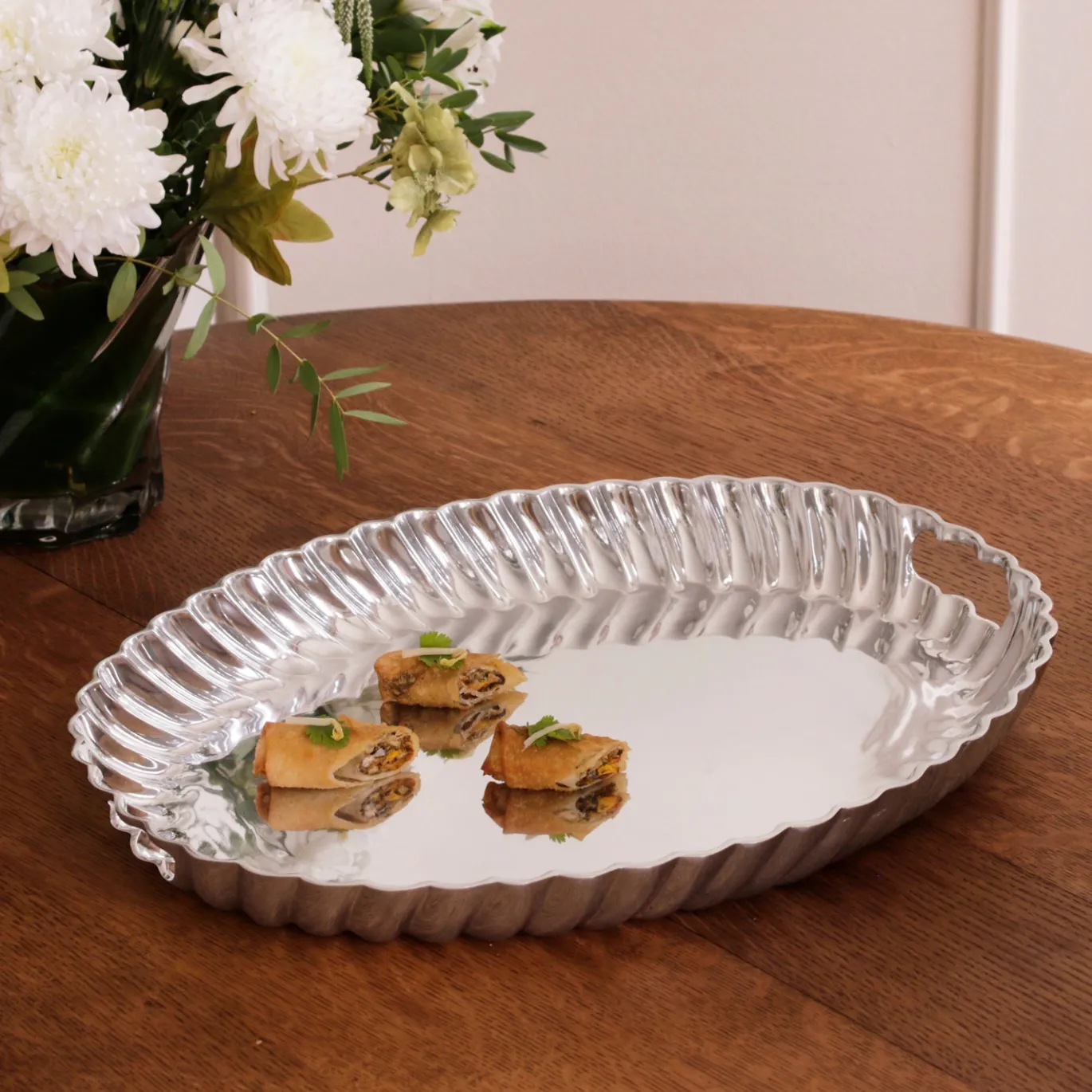 VINTAGE Swirl Oval Tray with Handles